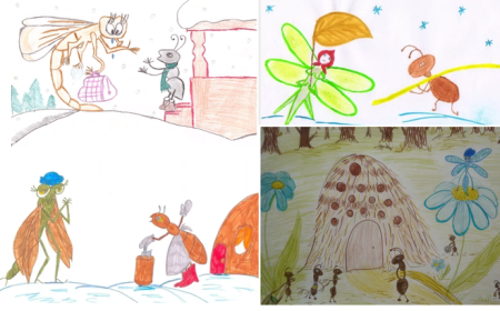 Иллюстрация к басне Стрекоза и муравей 5 класс