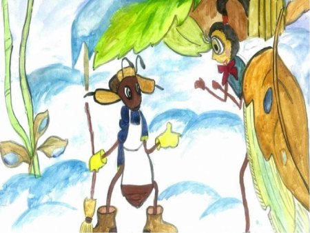 Иллюстрация к басне Стрекоза и муравей 5 класс