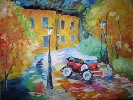 Рисование осень в городе