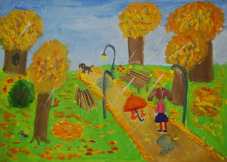 Осень в парке рисование в детском саду