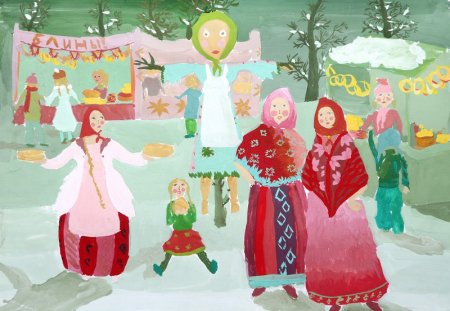 Масленица рисунок в школу