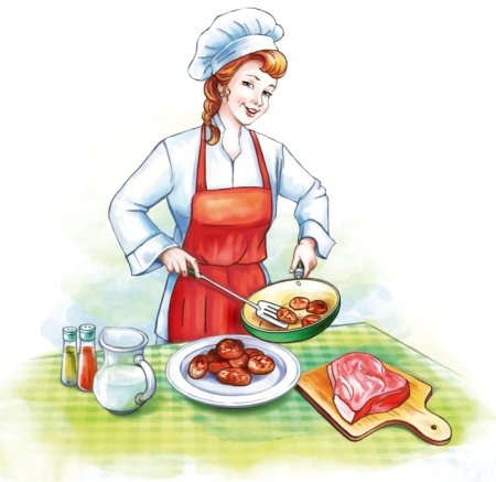 Женщина повар рисованная