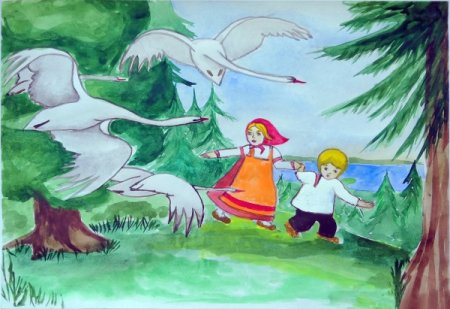 Печка гуси лебеди раскраска