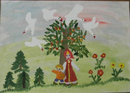 Иллюстрация к сказке гуси-лебеди 2 класс