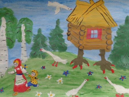 Гуси лебеди рисунок