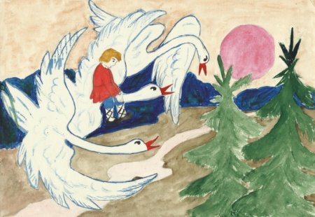 Рисование сказки гуси лебеди
