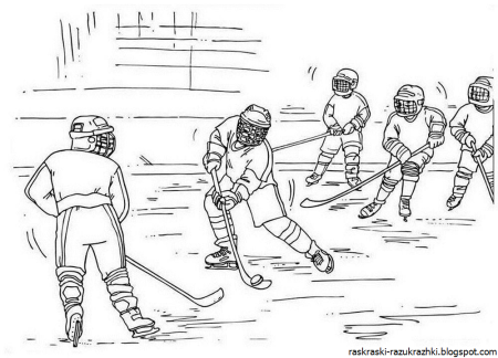 Хоккей раскраска для детей