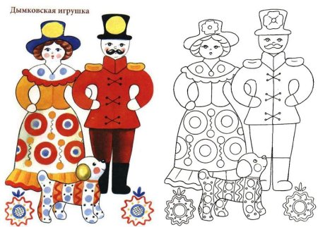 Раскраска народные промыслы Дымковская игрушка