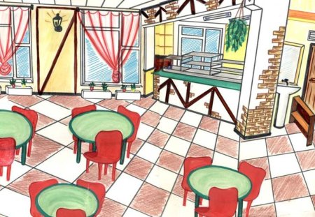 Эскиз интерьера детского кафе