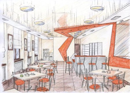 Зарисовки интерьера кафе