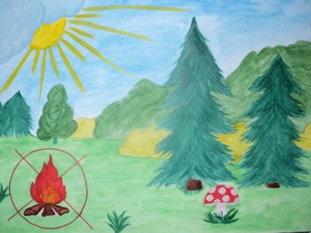 Рисунок на тему береги лес от пожара