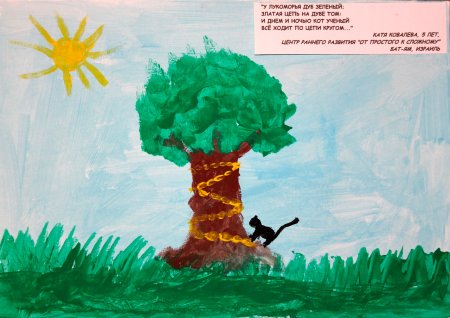 У Лукоморья дуб зеленый рисунок