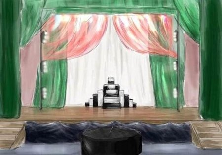 Эскиз сцены с декорациями