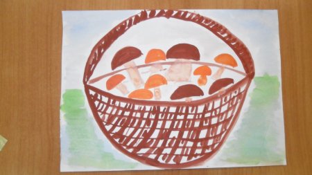 Корзина с грибами рисунок