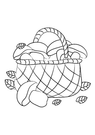 Рисование корзинка с грибами