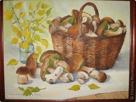 Рисование корзина с грибами
