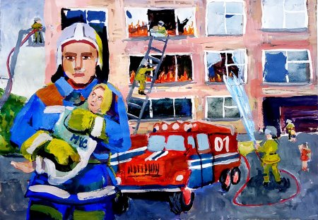 Детские рисунки на тему профессия пожарный