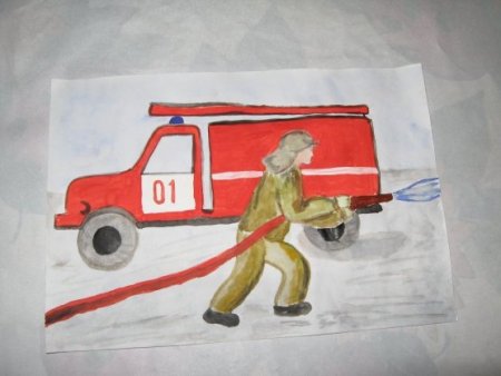 Пожарник рисунок