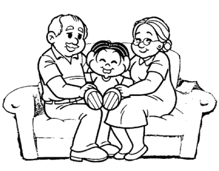 Раскраска бабушка и дедушка для детей