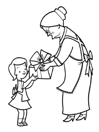 Раскраска бабушка и дедушка