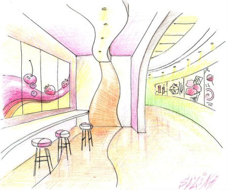 Эскиз интерьера детского кафе
