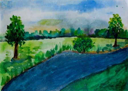 Пейзаж карандашом легкий