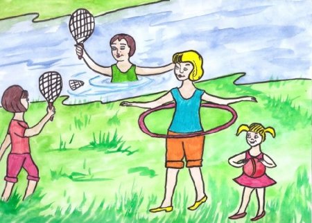 Рисунок на тему спортивная семья
