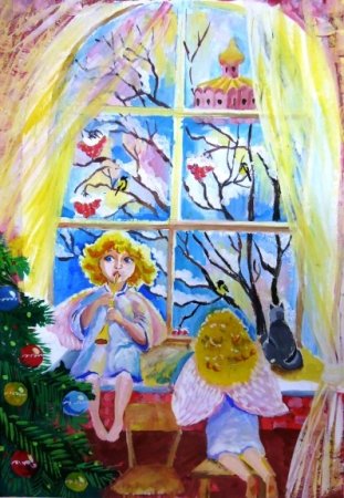 Детские рисунки на тему Рождество