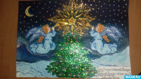 Детские рисунки на тему Рождество
