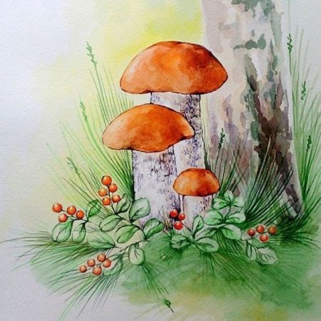 Рисование с детьми грибы