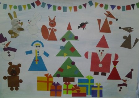 Снеговики из геометрических фигур для детей