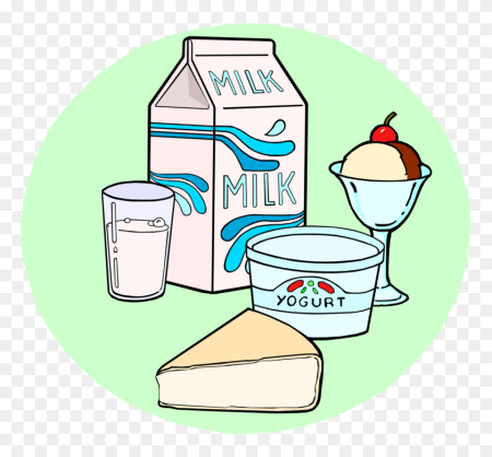Нарисовать молочные продукты