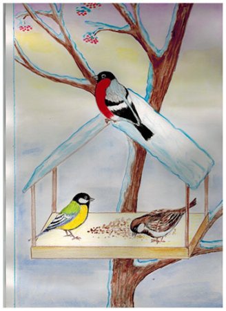 Рисование зимующие птицы