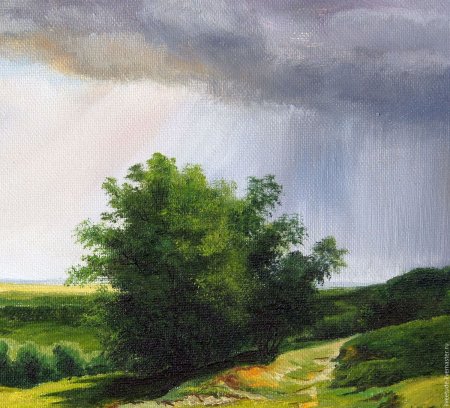 Пейзаж с дождем живопись
