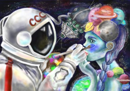 Человек в космосе рисунок