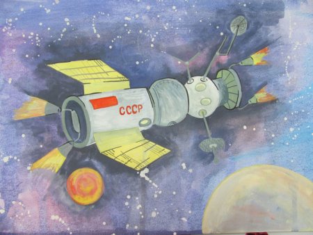 Рисунки на тему космос с космонавтами