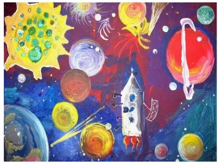 Рисунок на тему космонавтики