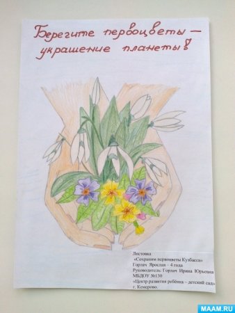 Сохраним первоцветы Кузбасса листовки