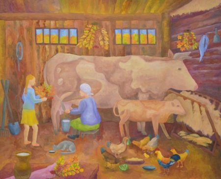 Композиция у бабушки в деревне