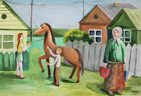 Рисунок на тему в гостях у бабушки