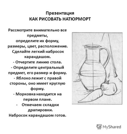 Этапы рисования натюрморта с натуры