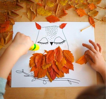 Поделка Ежик из листьев