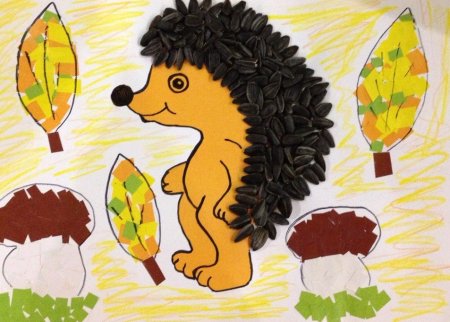 Аппликация из листьев осенний лес