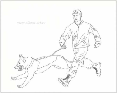 Пограничник с собакой рисунок карандашом