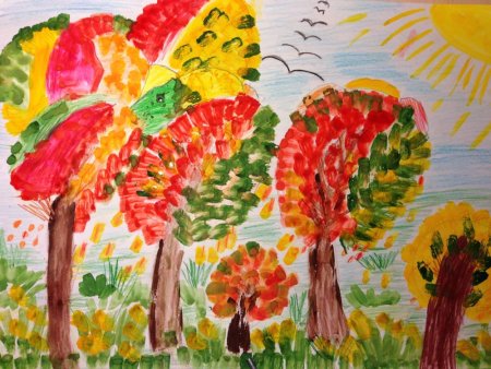 «Осенние листья» (Отпечатки листьев) дети