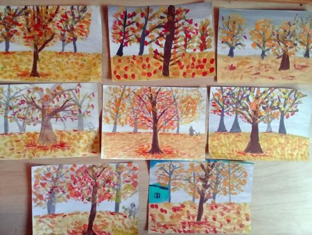 Рисование в детском саду осень