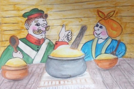 Рисунок на тему каша из топора