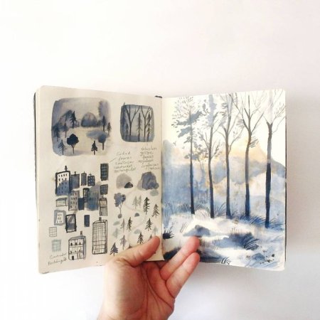 Пейзаж в скетчбуке