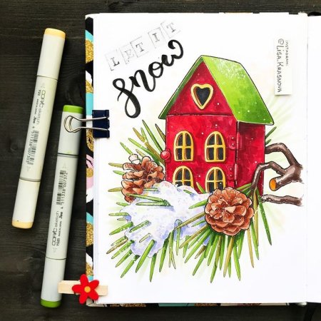 Новогодние скетчи маркерами