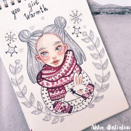 Новогодние рисунки для скетчбука